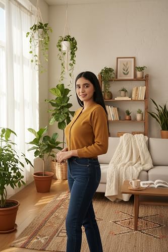 Image of Women Winter Wear V-Neck Full Sleeves Regular Fit Woollen Blouse