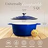Cast Iron Pot with Lid – Non-Stick Ovenproof Enamelled Casserole Pot, Oven Safe up to 500° F – Sturdy Dutch Oven Cookware – Dark Blue, 5-Quart, 24cm – by Nuovva #1