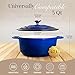 Cast Iron Pot with Lid – Non-Stick Ovenproof Enamelled Casserole Pot, Oven Safe up to 500° F – Sturdy Dutch Oven Cookware – Dark Blue, 5-Quart, 24cm – by Nuovva