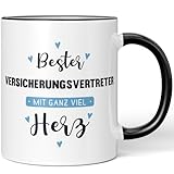 JUNIWORDS Tasse, Bester Versicherungsvertreter, mit ganz viel Herz, Schwarz (6068075)