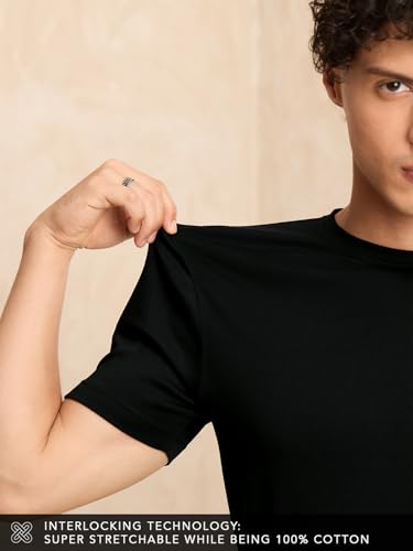 Image of The Souled Store Supima: Men and Boys Short Sleeves Round Neck Solid Premium Basic Casual Lightweight Easy to Style Everyday Streetwear Trendy Supima T-Shirt