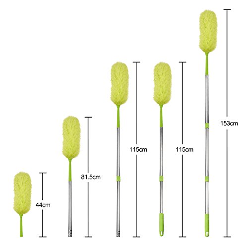 Sumind 153 cm Electrostatic Duster Fluffy Microfiber Cleaning Duster, Static Bendable Green Duster with Detachable Long Pole for Home, Office and Cars - Thumbnail 4