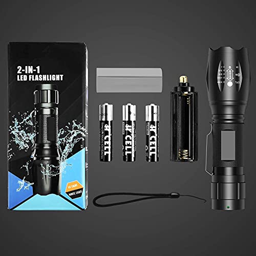 Black Light ,Flashlight, Led Uv Torch 2 In 1 Blacklight With 500Lm Highlight, 4 Mode, Waterproof For Pet Clothing Food Fungus Detection/Night Fishing/Travel #TOP6