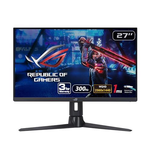 ASUS ROG Strix 27” 1440P Gaming Monitor (XG27AQMR) – 27”, QHD (2560 x 1440), Fast IPS, 300Hz, 1ms, G-SYNC Compatible, FreeSync Premium Pro, Extreme Low Motion Blur Sync, DisplayPort, DisplayHDR 600