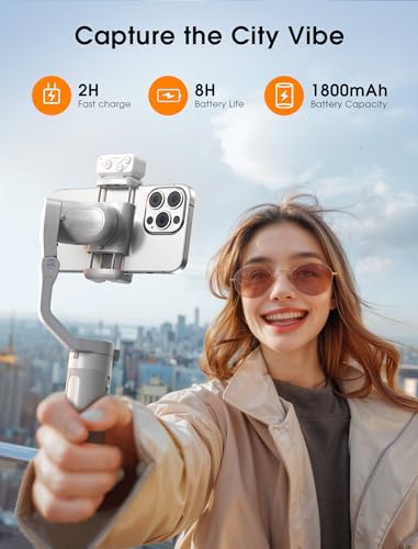 hohem iSteady XE Kit Gimbal Stabilizer for Smartphone,3-Axis Phone Gimbal,Magnetic Fill light, Portable and Foldable Stabilizer for iPhone&Android,Vlog Stabilizer for Video Recording,Max Payload 280g - Image 3