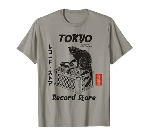 Tokyo Record Store Cat, Musique Vinyle Japonaise Anime T-Shirt
