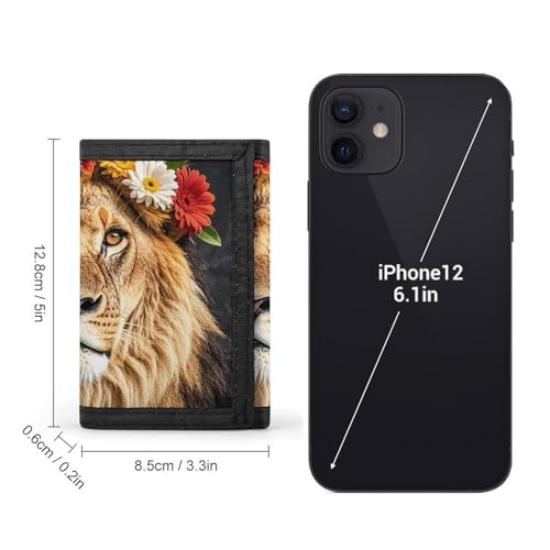 African Lion Wearing A Flower on Its Head Trifold Wallet for Men - Money Clip Slim Wallets with Multiple Card Slots Minimalist Small Front Pocket Wallet for Everyday Carry2