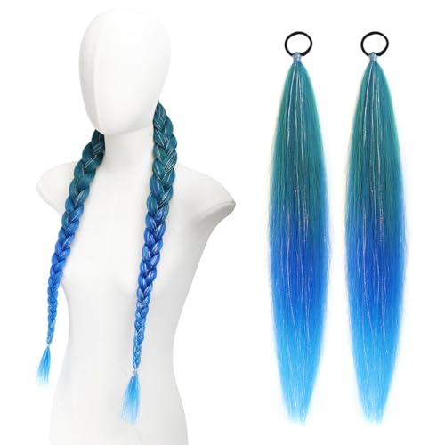 2 Pack Braid Ponytail Extension 26'' Tinsel Colored Hair Ponytail Extension