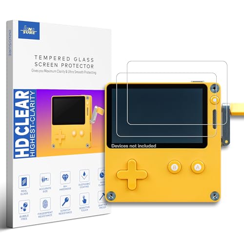 INNOSURE [2-PACK] Tempered Glass Screen Protector Designed for Panic Playdate Handhold Video Game Console 2.7 Inch Display Screen Anti Scratch/Fingerprint (HD Clear)