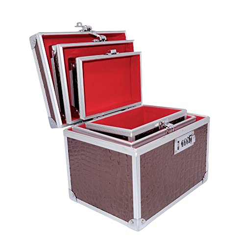 Maleta Para Maquiagem 3 em 1 Porta Joias Bijuterias e Acessórios (MARROM CRISTAL)