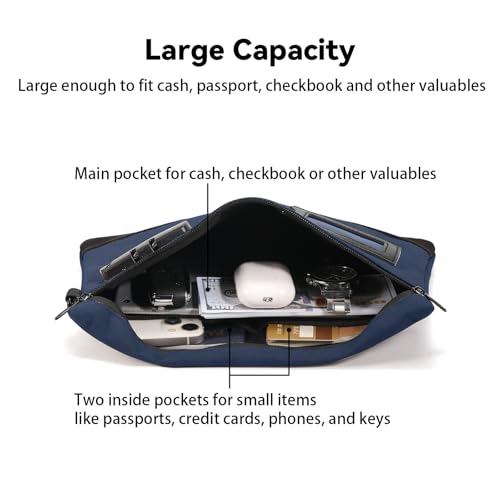 Image of KOSMCCO Money Bag with Lock, 11.8 x 7.9 Inches Durable Canvas Cash Bag Bank Bag for Cash