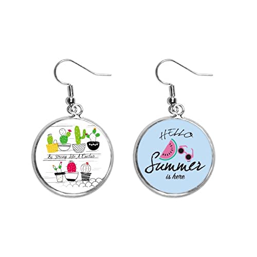 Pendientes de sandía verano lóbulo joyería botánica maceta cactus suculentas
