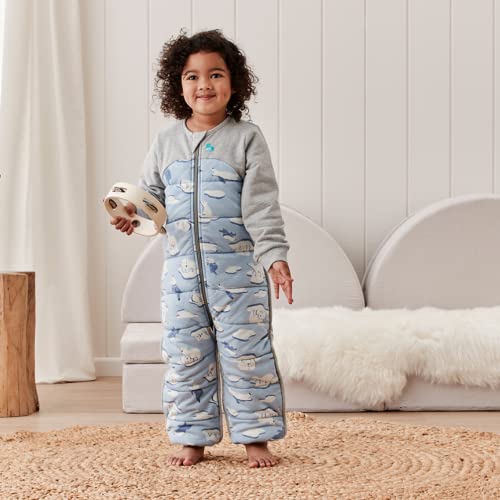 Image of Love to Dream Extra Warm Toddler Sleep Suit (24-36 Mo), Super Soft Temp Regulating Sleeping Sack, 3.5TOG Warm Wearable Blanket, Blue