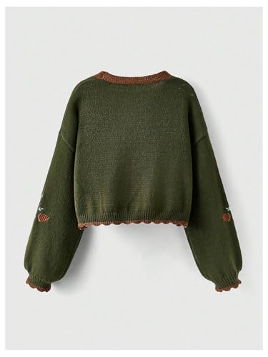 GORGLITTER Women's Chunky Oversized Button Up Cute Cardigan Embroideried Fall Trendy 2025 Sweaters Cottage Core Clothes2