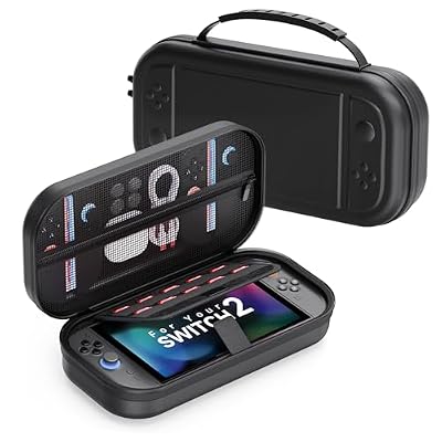 Carrying Case Compatible with Nintendo Switch 2 2025, Portable Travel Storage Case with Taller Design for Larger Capacity, Protective Hard Shell with 10 Game Card Slots, Carry Hand Bag Pouch, Black
