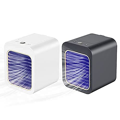 Elivita Portable Misting Fans Outdoor 4000mAh Battery Capacity Mini Fan Mist Rechargeable water Mist Standing Fan (White)