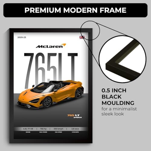 Image of McLaren 765LT Spider Poster | Framed A4 Sized (31 x 23 cm) | McLaren Car Posters for Wall, Gift for Boys | Supercar Frames | Poster Sportscar Frame | Car Posters for Wall, Bedroom, Hostel, Study Room, Desk (F 050)