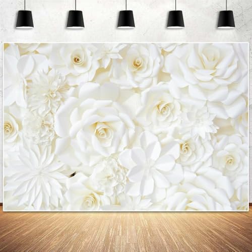 Fondo decorativo floral blanco 10x8 pies para fotografía miniatura 7