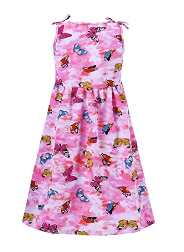 Girls Summer Straps Sundress Bowknot Sleeveless Floral Botton Casual Beach Dress for 2-9 Years2