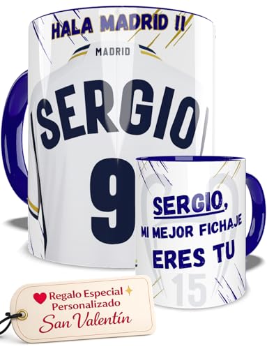 Imagen de EL DETALLITO Taza Madrid Personalizada Fútbol Nombre Número Y Dedicatoria