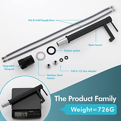 Dicoya Matte Black Vessel Sink Faucet, Single Handle Tall Basin Faucet For Sink Above Counter, Modern Countertop Bathroom Design, 304 Stainless Steel, One Hole #TOP2
