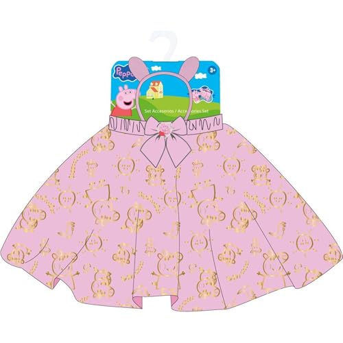 Peppa Pig - Set Di Bellezza Accessori Fantasia | Gonna Rosa Con Fascia Per Orecchie E Fiocco | Costume Divertente Per Ragazze Con Design Ufficiale Pep
