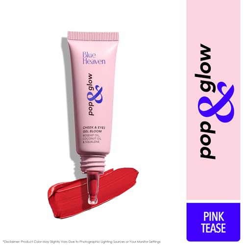 Image of Blue Heaven Pop & Glow Eye & Cheek tint blusher for face makeup, Blush enriched with Rosehip and Coconut oil - Pink Tease, 12ml