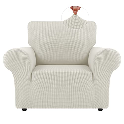 LURKA Stretch Chair Cover for Sofa, 1 Piece Armchair Slipcover, Ivory