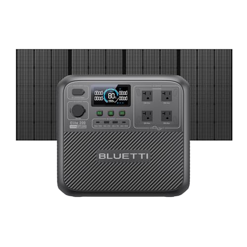 Image of BLUETTI Elite 200 V2 Solar Generator with 350W Solar Panel Included (Ships Separately), 2073.6Wh Portable Power Station w / 4 2600W AC Outlets, 17-Year Lifespan, LFP Power for Camping, Off-grid
