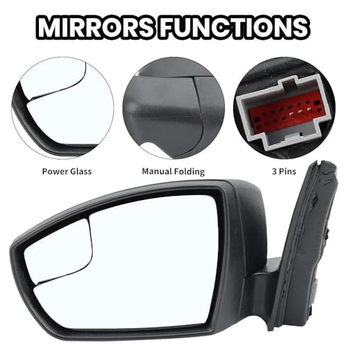 Ensemble rétroviseur pliable Ford Focus 2015-2018 noir complet