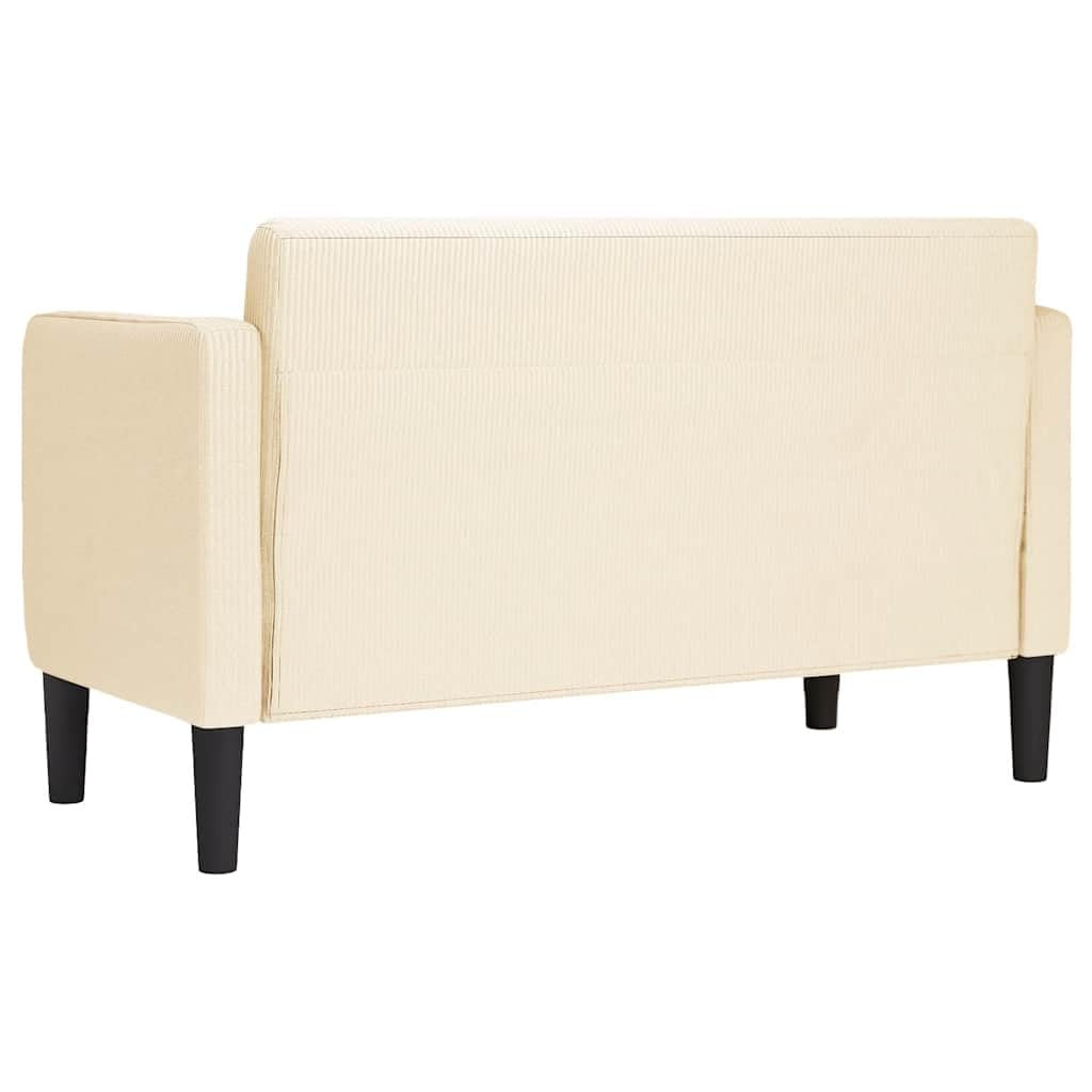 Velours côtelé Doux Confort Moelleux Canapé Causeuse 109 cm Crème
