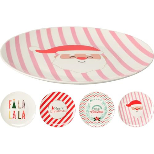 Image of Carousel Home Set of 4 Christmas Ceramic Plates | Fun Festive Design for Snacks, Desserts & Santa’s Treats | Bright Christmas Tableware - 20cm