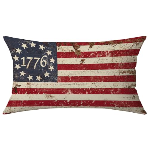 NUTEEN 4th of July Pillow Cover 12x20 Flag Stripes...