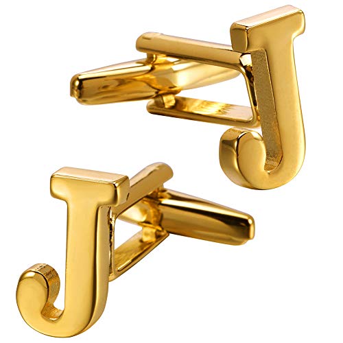 A-Z Cufflink for Men, Personalized Initial 26 Letter Cuff Links in Gold Color for Wedding Business Party - J by HAWSON - Used condition - Image 5
