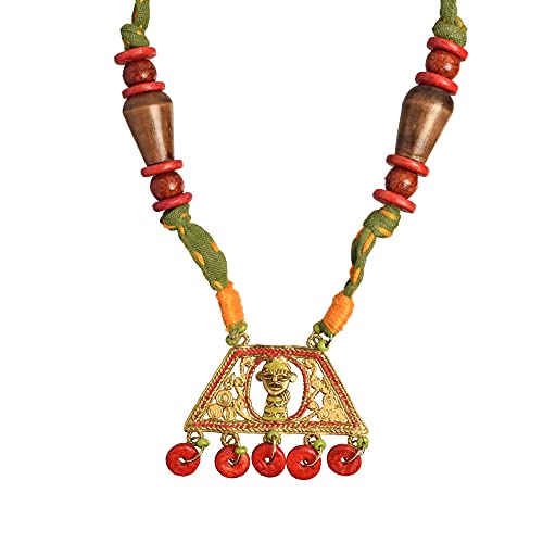 Image of AAKRITI ART CREATIONS Royal Empress Handcrafted Tribal Dhokra Necklace & Choker Collection | Artisan Ethnic Brass Jewelry with Oval & Square Designs, Amulet & Talisman Styles for Women