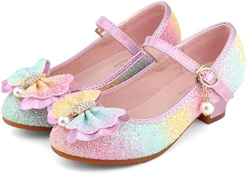 EDOSIR Girls Princess Sparkle Shoes Fancy Heels Girls Party Shoes Dress Heel for Girls Play Shoes,12 Little Kid — view 7