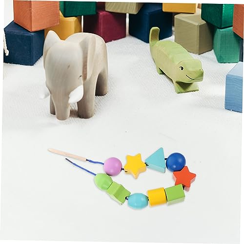 VICASKY 1 Conjunto Brinquedos Educativos Com Miçangas Blocos De Construção De Madeira Amarrando Cont