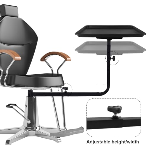 Salon Tray Attached to Chair, Adjustable Height Salon Holder, Barber Chairs Tray, Hair Stylist Attachment Storage Organizer for Hairdressing Tools Combs, Salon Tattoo Spa Equipment Accessories - Thumbnail 5