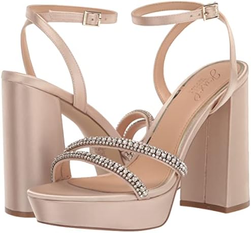 Jewel Badgley Mischka Rochel Platform Block Heel with Gemstone Embellished Straps Champagne | Image 6