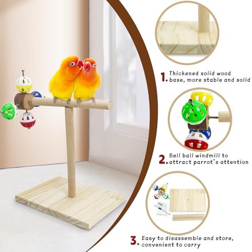 PINVNBY Bird Playground Parrot Playstand Play Gym Cockatiel Wood Toys Bird Cage Accessories Playpen Ladder with Feeder Cups Hanging Swing Toys for Parakeet Conure Lovebird Cockatiel
