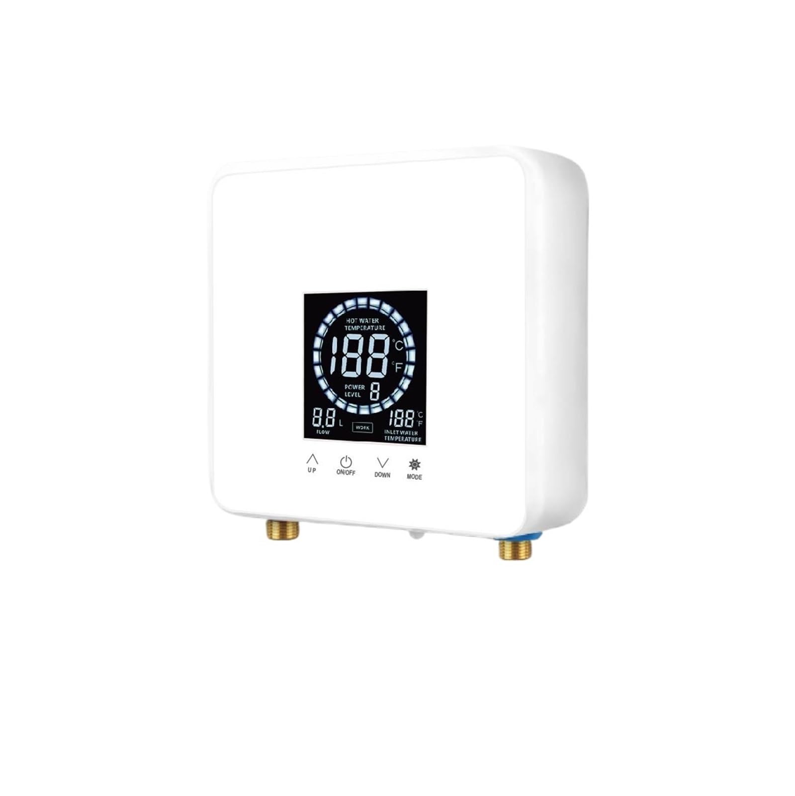Instant Water Heater Wall Mounted Electric Water Heater Bathroom Kitchen LCD Temperature Display with Remote Control Compact and Durable(Bianco)