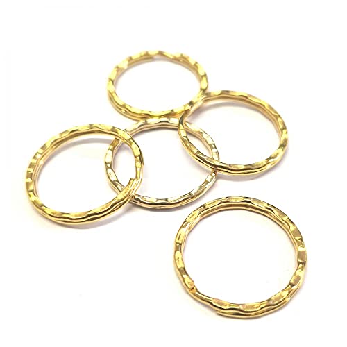 Présentoirs pour Bijoux Anneaux Support Porte clé martelé 25 mm (5 pièces) Doré