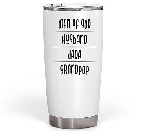 Inspirational Gift Unique Christian Gift for Husband - Prayers for Family - Grandpop Dada Gift Idea on Father's Day - 20 Oz White Stainless Steel