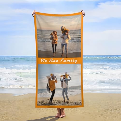 Bbflyper Serviette de Plage personnalisée,Serviette de Bain Personnalisée avec Photo Texte,en Microfibre Super Douce,Cadeau Personnalisé pour...