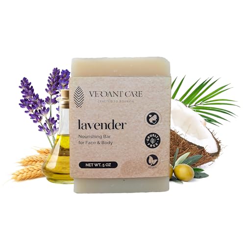 Lavender Handmade Soap Bar, Gentle with Organic Olive, Rice Bran, & Castor oil, Hungarian & Bulgarian Lavender Essentials, 5 oz