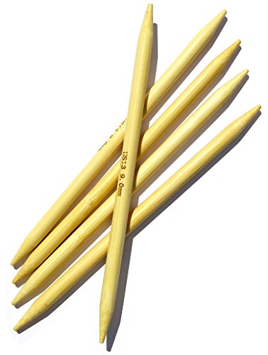 8'' (20cm) x 9mm Double Pointed Natural Bamboo Knitting Needles 5 Pcs