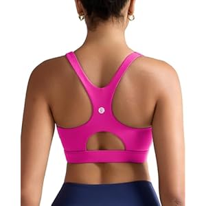 RUNNING GIRL Sports Bras for Women High Support,Racerback High Impact Grey Sports Bra Moulded Cup Workout Bra Push up D-hot Pink X-Large