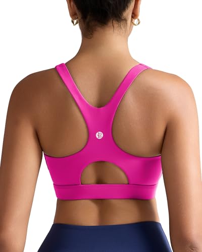 RUNNING GIRL RUNNING GIRL Sports Bras for Women High Support,Racerback High Impact Sports Bra Moulded Cup Workout Bra Push up Medium A-hot Pink