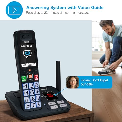 Image of AT&T DECT 6.0 Cordless Phone - Smart Call Blocker, Bluetooth Connect to Cell, Answering Machine, 2.4 inch Color Display, Big Buttons | BL108