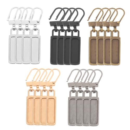 DOITOOL 20pcs Zipper Pull Replacement Kit for Jacket Bag Shoes Sturdy Metal Zipper Heads for DIY Repair